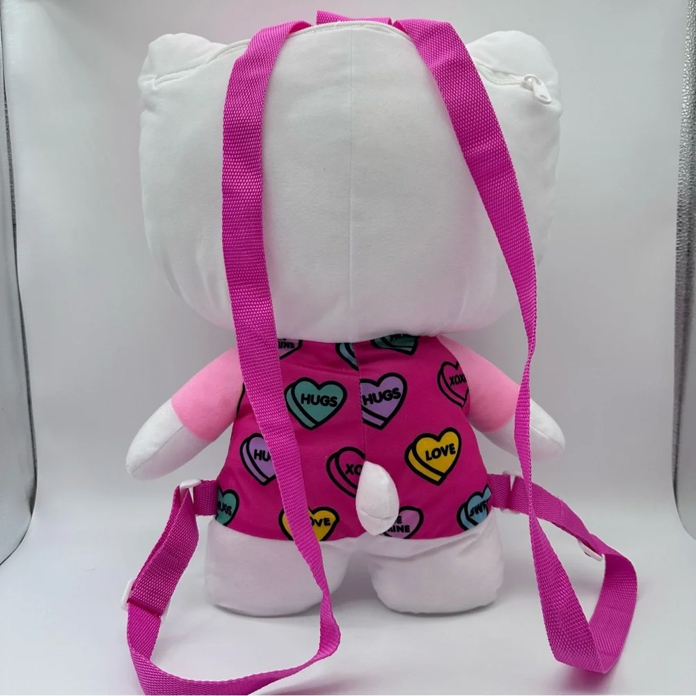 Sanrio Hello Kitty Plush Backpack with Zipper Pocket (Heart & Love)